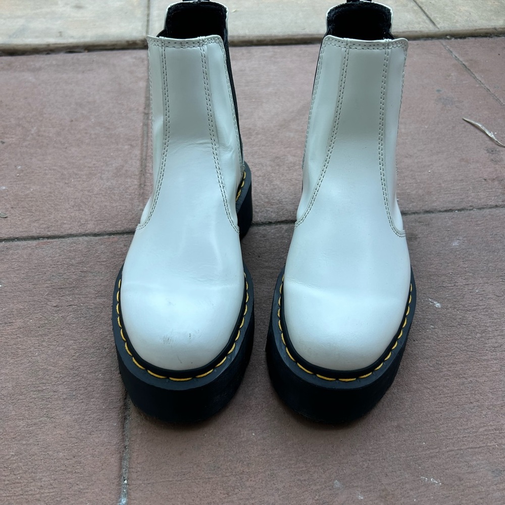White and Black Platform Boots